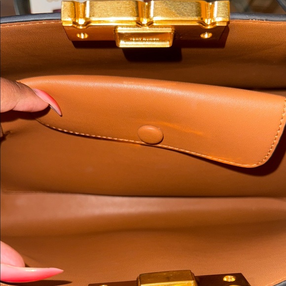 Tory Burch Black Satchel with Gold Accents - Picture 6 of 10